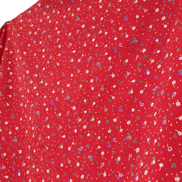 The Villager VTG Red Mini Floral Print Button Down Long Sleeve Women's Size 16 - Picture 12 of 12